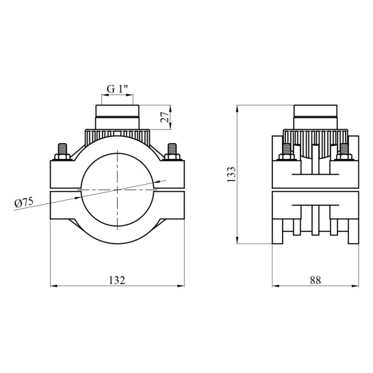 Додаткове фото - Сідлова врізка ПЕ SantehPlast 75х1"