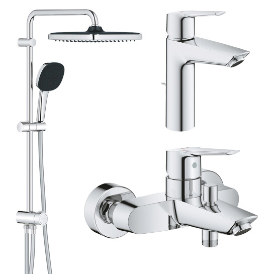 Набори змішувачів Набір змішувачів 3 в 1 для ванної кімнати Grohe QuickFix Start M-Size UA202305RM