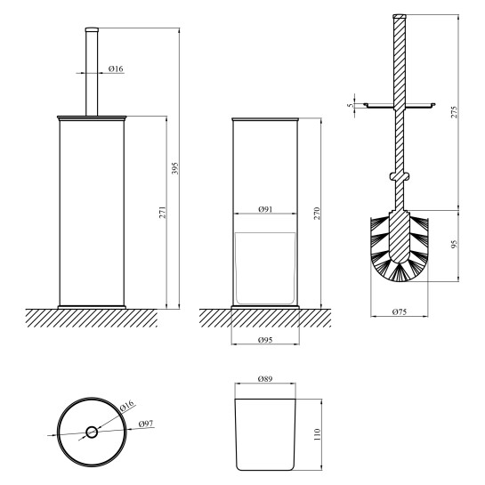 Додаткове фото - Йоржик для унітаза підлоговий Kroner KRP Graz - GRP017R
