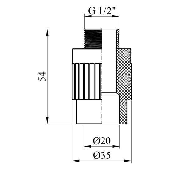 Додаткове фото - Муфта PPR GrandiTherm 20х1/2" РЗ