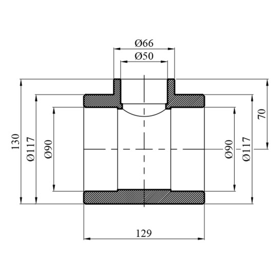Додаткове фото - Трійник перехідний PPR GrandiTherm 90х50х90 мм
