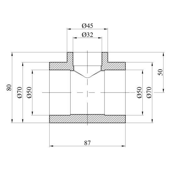 Додаткове фото - Трійник перехідний PPR Baux 50х32х50 мм