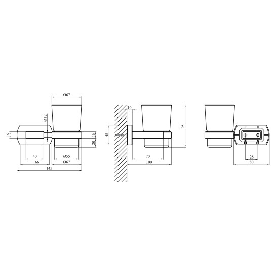 Додаткове фото - Склянка з тримачем для ванної кімнати Kroner KRP Graz - C95602