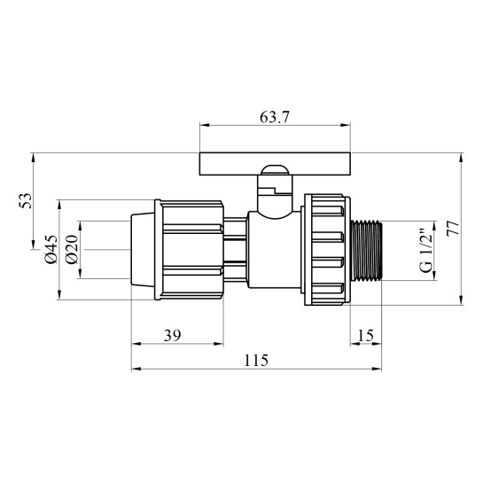 Додаткове фото - Кран ПЕ STR 20х1/2" РЗ