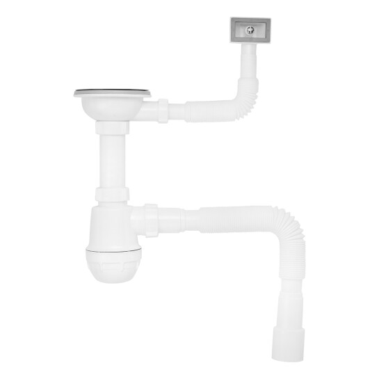 Сифони для кухонних мийок Сифон для кухонної мийки Kroner KRP - KS02 3 1/2"х40/50 мм з квадратним переливом