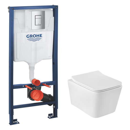 Інсталяції Комплект 4 в 1: Інсталяція Grohe Rapid SL 3 в 1 38772001 + Унітаз безободковий Kroner Eifel WHI523629 RIMLESS з сидінням Slim Duroplast / Soft-close / Quick relase KE523629WHIR (38772001KE523629)