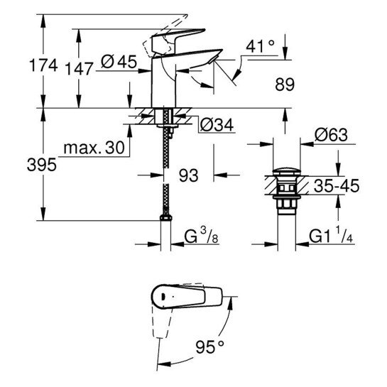 Додаткове фото - Змішувач для раковини Grohe QuickFix StartEdge S-Size 23900001