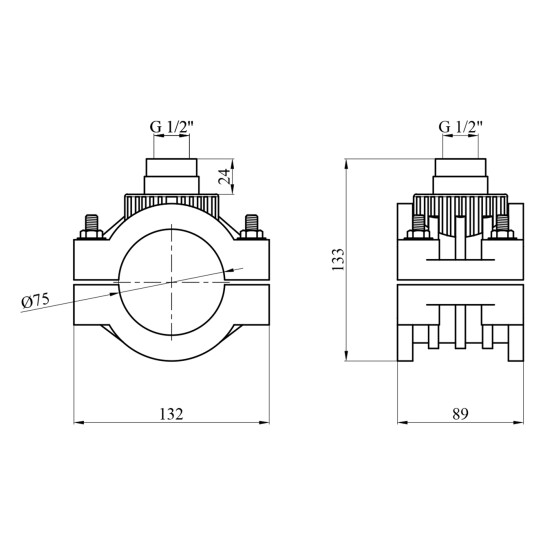 Додаткове фото - Сідлова врізка ПЕ SantehPlast 75х1/2"