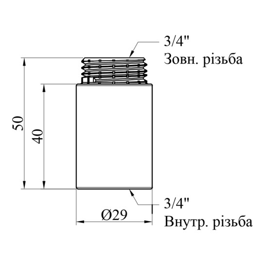 Додаткове фото - Подовжувач Karro 3/4" ВЗ, L=40 мм хромований KR-3209