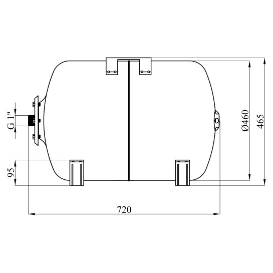 Додаткове фото - Гідроакумулятор горизонтальний Forwater  100 л з нержавіючої сталі