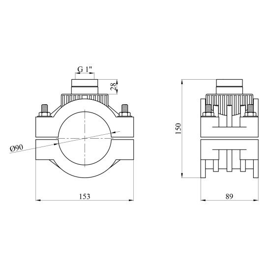 Додаткове фото - Сідлова врізка ПЕ SantehPlast 90х1"