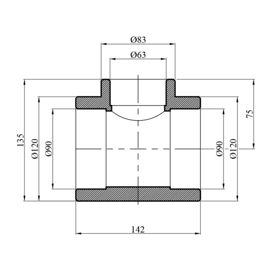 Додаткове фото - Трійник перехідний PPR GrandiTherm 90х63х90 мм