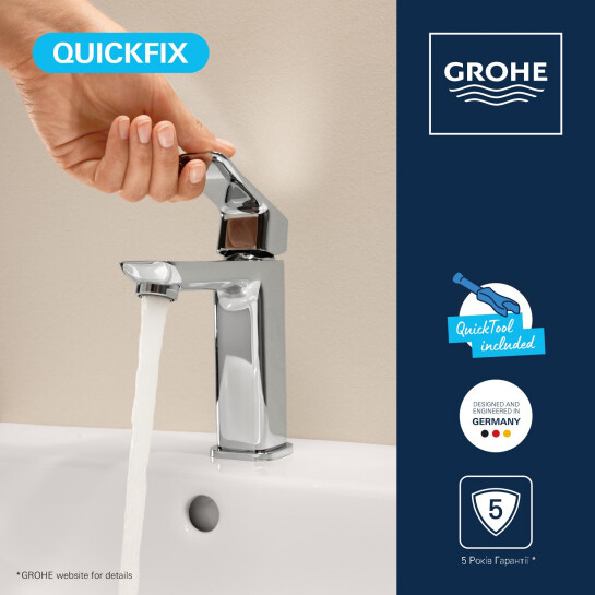 Додаткове фото - Змішувач для раковини Grohe QuickFix Dice M-Size 1018320000 з донним клапаном