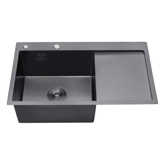 Додаткове фото - Кухонна мийка Kroner KRP Schwarze - 7849LHM PVD (3.0/1.0 мм)