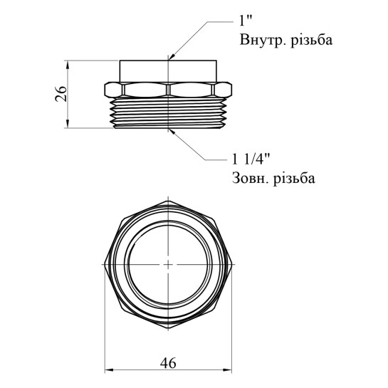 Додаткове фото - Футорка STA 3/4"х1 1/4" ВЗ латунна