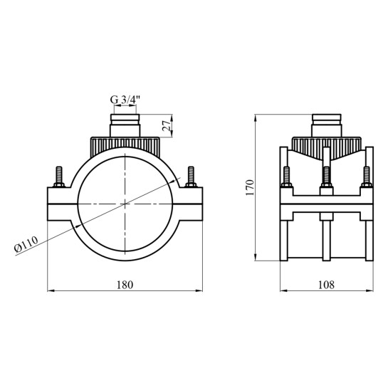 Додаткове фото - Сідлова врізка ПЕ SantehPlast 110х3/4"
