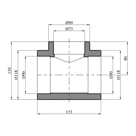 Додаткове фото - Трійник перехідний PPR GrandiTherm 90х75х90 мм