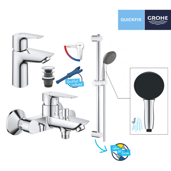 Додаткове фото - Набір змішувачів 3 в 1 для ванної кімнати Grohe QuickFix StartEdge S-Size UA202501SE