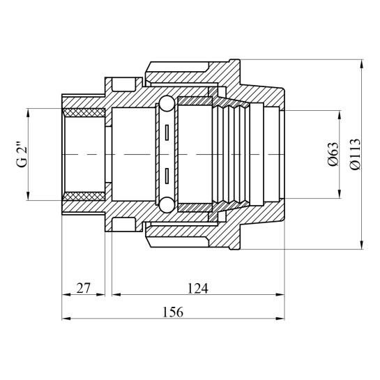 Додаткове фото - Муфта ПЕ STR 63х2" РВ