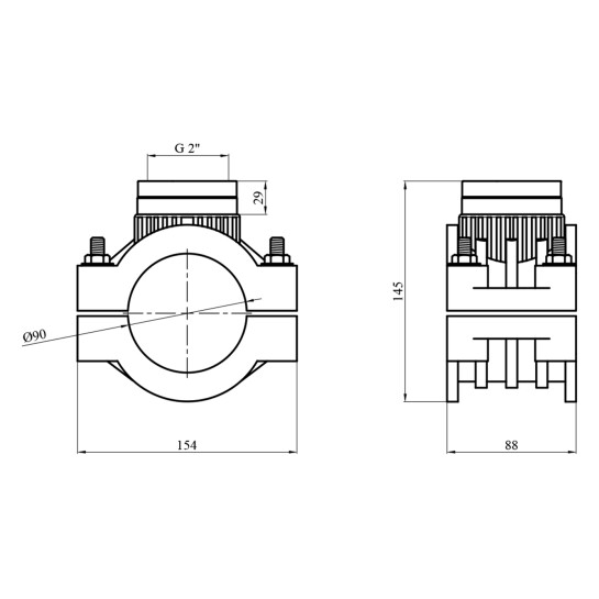 Додаткове фото - Сідлова врізка ПЕ SantehPlast 90х2"