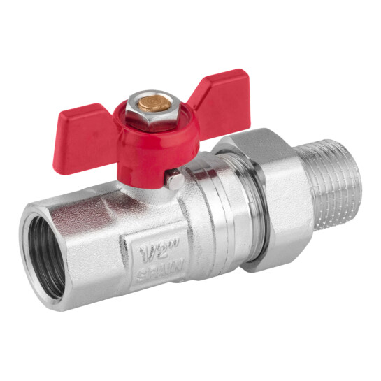 Додаткове фото - Кран-американка кульовий прямий Karro "Standart+" 1/2" ВЗ PN40 метелик, нікельований