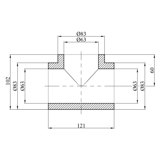 Додаткове фото - Трійник PPR GrandiTherm 63 мм