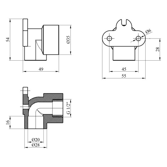 Додаткове фото - Коліно настінне PPR GrandiTherm 20х1/2" РВ
