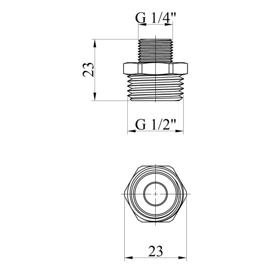 Додаткове фото - Ніпель перехідний посилений LexLine 1/2"х1/4" ЗЗ нікельований НК0541-Вн
