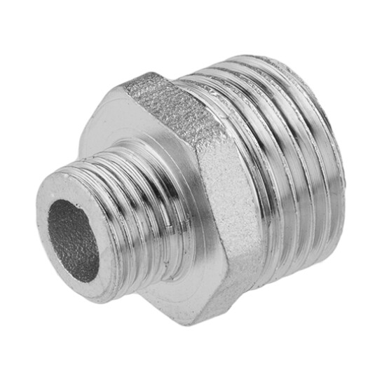 Додаткове фото - Ніпель перехідний посилений LexLine 1/2"х1/4" ЗЗ нікельований НК0541-Вн
