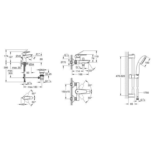Додаткове фото - Набір змішувачів 3 в 1 для ванної кімнати Grohe QuickFix StartEdge S-Size UA202501SQ