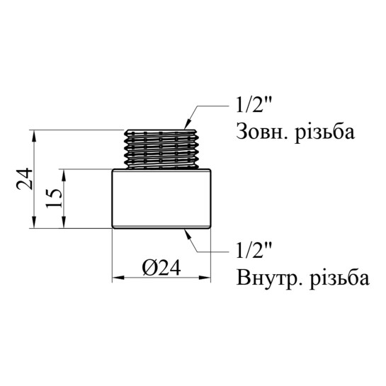 Додаткове фото - Подовжувач Karro 1/2" ВЗ, L=15 мм хромований KR-3209