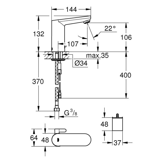 Додаткове фото - Змішувач безконтактний для раковини Grohe Get E 36366001