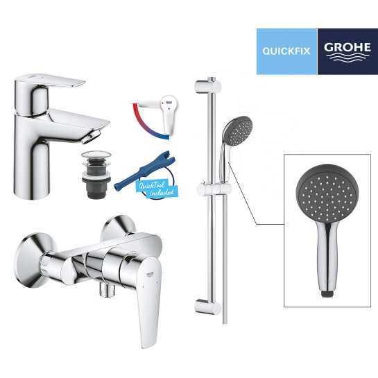 Додаткове фото - Набір змішувачів 3 в 1 для ванної кімнати Grohe QuickFix StartEdge S-Size UA202502SE