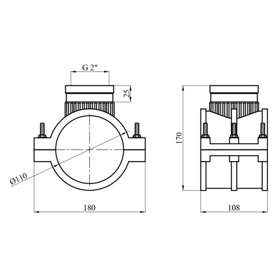 Додаткове фото - Сідлова врізка ПЕ SantehPlast 110х2"