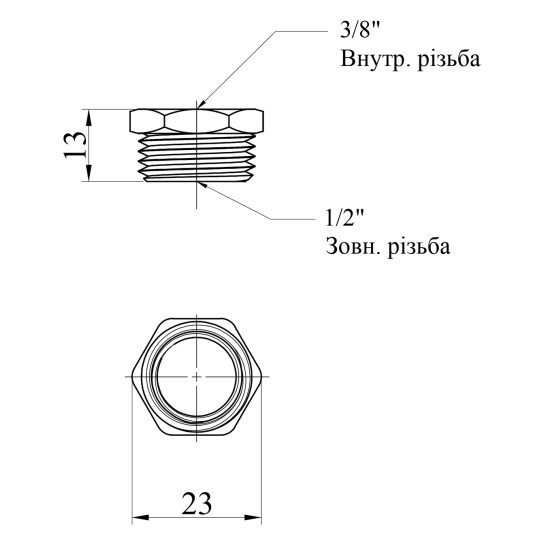 Додаткове фото - Футорка STA 3/8"х1/2" ВЗ латунна