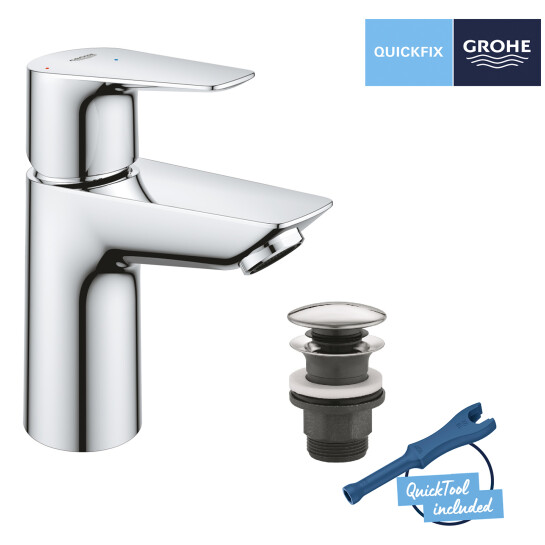 Додаткове фото - Набір змішувачів Grohe Quickfix термостат для душу з душовим гарнітуром Precision Flow THM та змішувач для раковини StartEdge S-Size UA202503TE