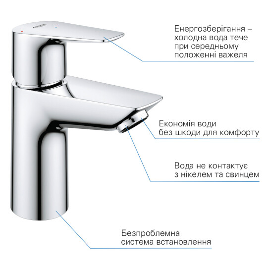 Додаткове фото - Набір змішувачів Grohe Quickfix термостат для душу з душовим гарнітуром Precision Flow THM та змішувач для раковини StartEdge S-Size UA202503TE
