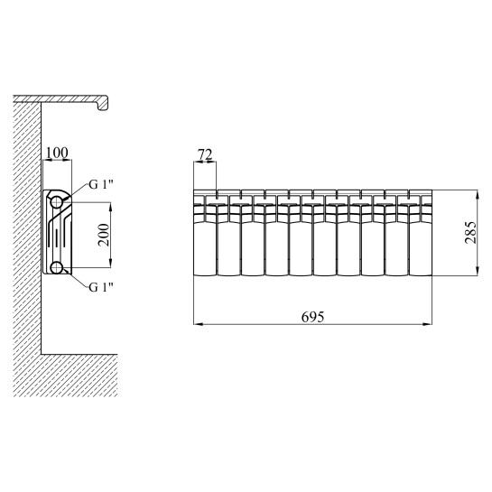 Додаткове фото - Радіатор алюмінієвий Calor CO-200 16 Bar 200х80х96 мм