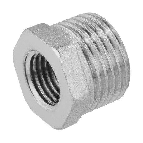 Футорки латунні Футорка посилена під манометр LexLine 1/2"х1/4" ЗВ нікельована НК0703-Вн