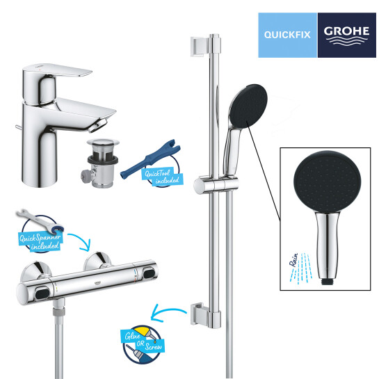 Додаткове фото - Комплект змішувачів для душу з термостатом Grohe QuickFix UA202503TS