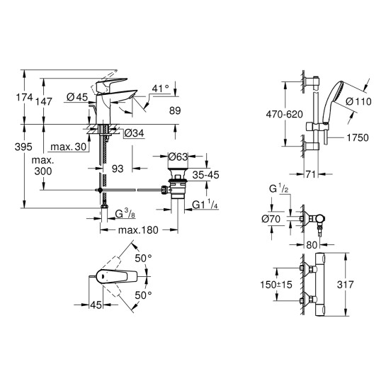 Додаткове фото - Комплект змішувачів для душу з термостатом Grohe QuickFix UA202503TS