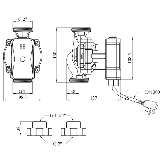 Додаткове фото - Насос циркуляційний Pumpman GRC32/7/130 Нmax 7м Qmax 3,6куб.м P 52 Вт