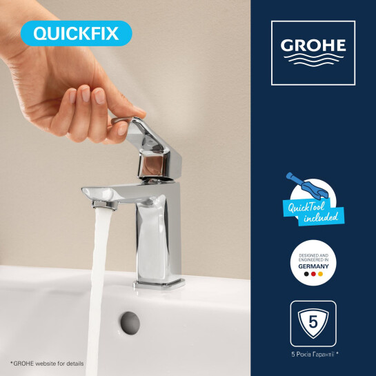 Додаткове фото - Змішувач для раковини Grohe QuickFix Dice S-Size 1018560000 з донним клапаном