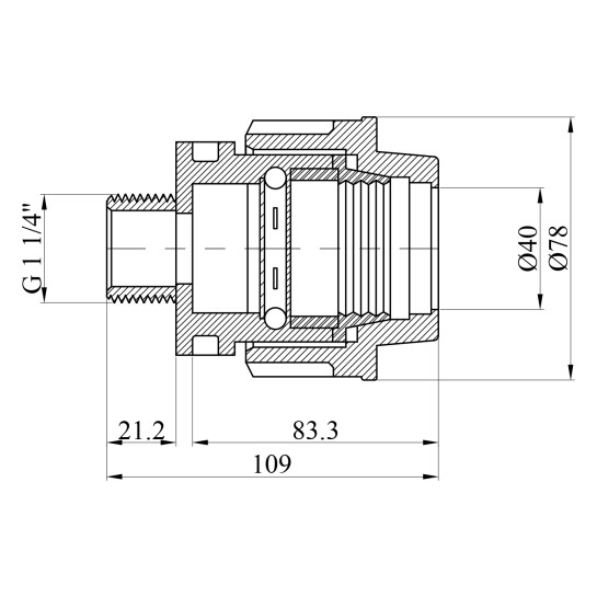 Додаткове фото - Муфта ПЕ STR 40х1 1/4" РЗ