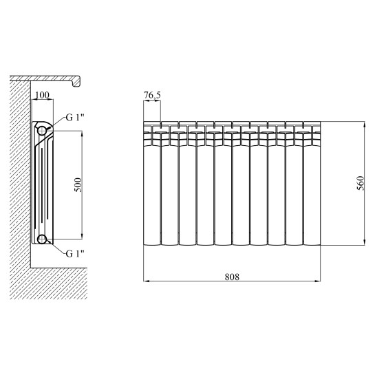 Додаткове фото - Секціі біметалевого радіатора Kroner Alma 500Р 500х80х100 мм