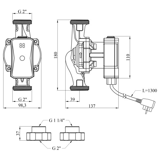 Додаткове фото - Насос циркуляційний Pumpman GRC32/7/180 Нmax 7м Qmax 3,6куб.м P 52 Вт