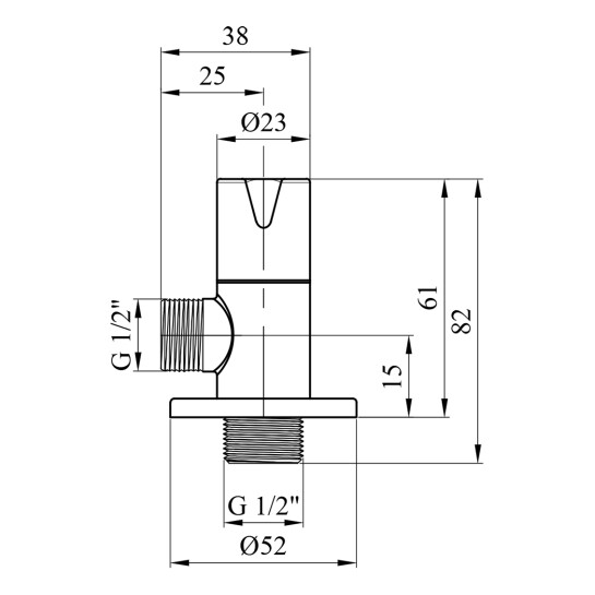 Додаткове фото - Кран приладовий для підключення Karro 1/2"х1/2" ЗЗ хромований KR-3112
