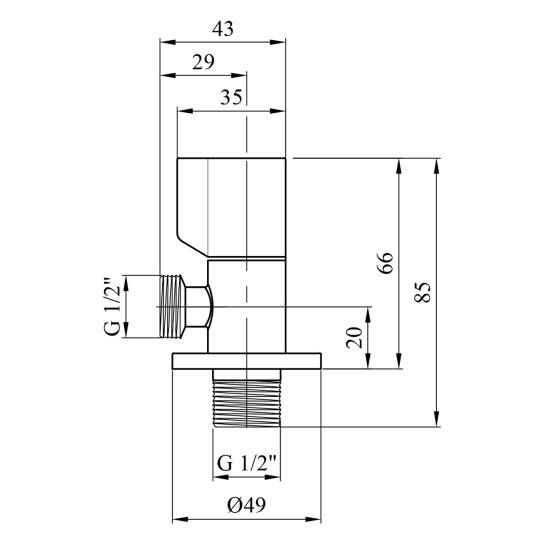 Додаткове фото - Кран приладовий для підключення Karro 1/2"x1/2" ЗЗ хромований KR-3120 New