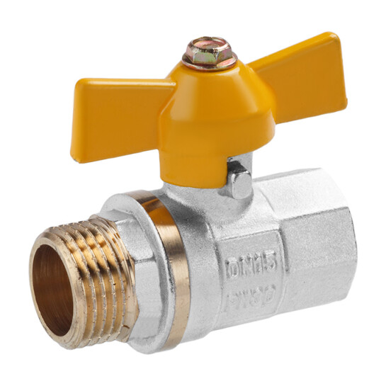 Крани кульові для газу Кран кульовий для газу Valves 1/2" ВЗ PN30 жовтий метелик, нікельований