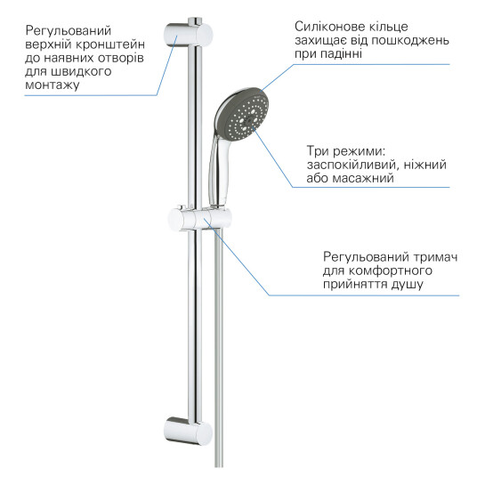Додаткове фото - Душовий гарнітур Grohe QuickFix Vitalio Start 100 26032000